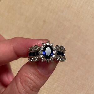 Sterling Silver Blue Sapphire Halo Ring